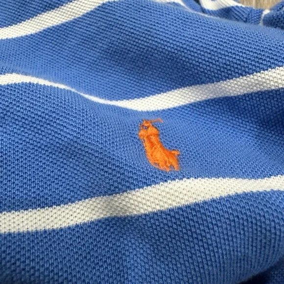 Polo Ralph Lauren Polo Mens Large Blue Striped Short Sleeve Piqué Polo Shirt - Picture 8 of 13
